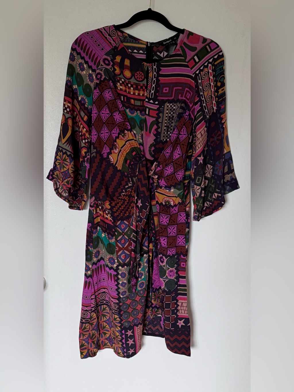 Desigual Multicolor Geometric & Floral Print Dress Purple, Pink, Green, Orange